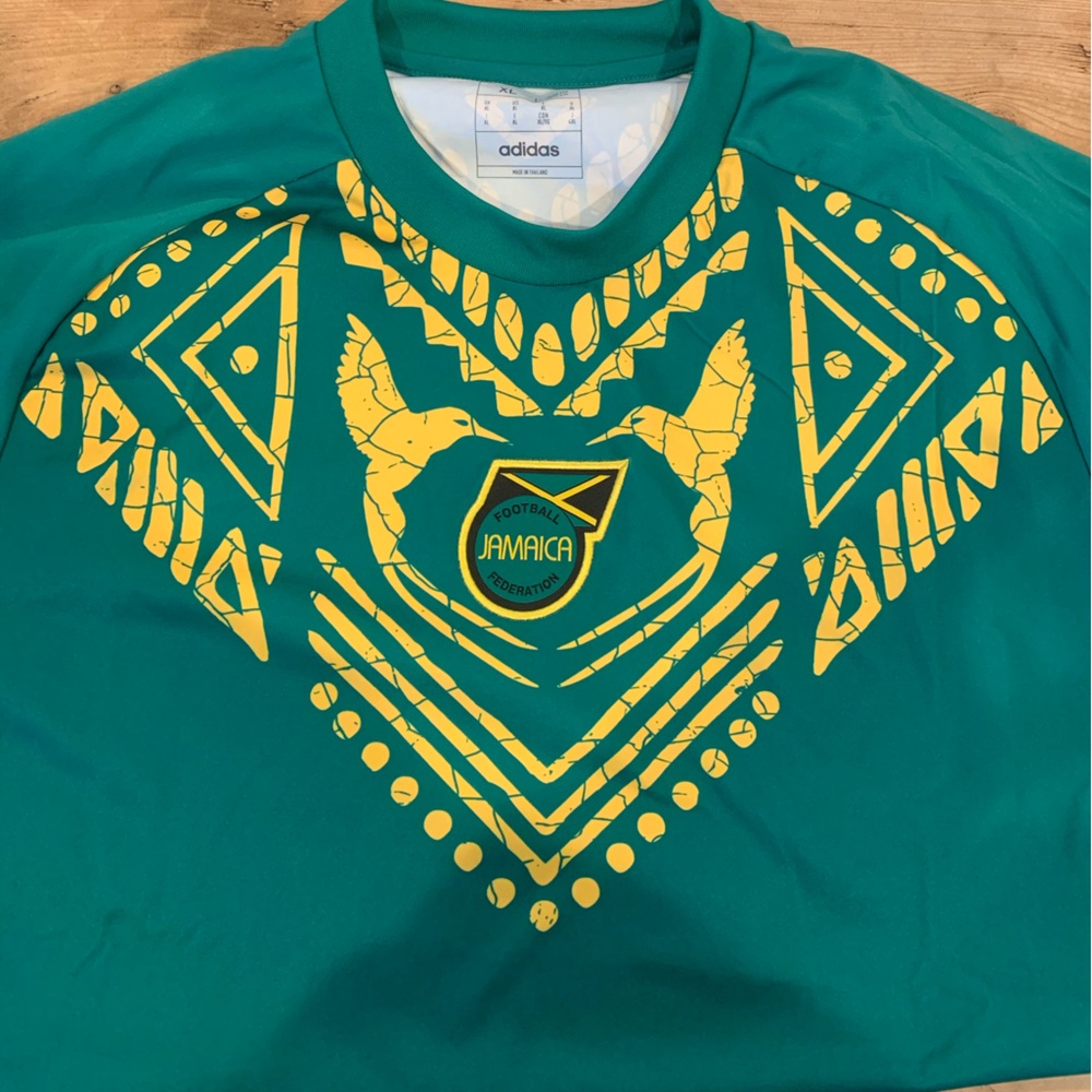 Adidas Jamaica national soccer Green Shirt with Yellow Graphic